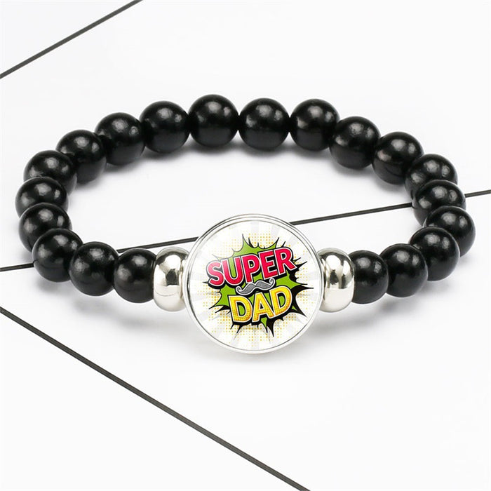 Jewelry WholesaleWholesale best super dad pattern black bead bracelet JDC-BT-NH016 Bracelet 柠和 %variant_option1% %variant_option2% %variant_option3%  Factory Price JoyasDeChina Joyas De China