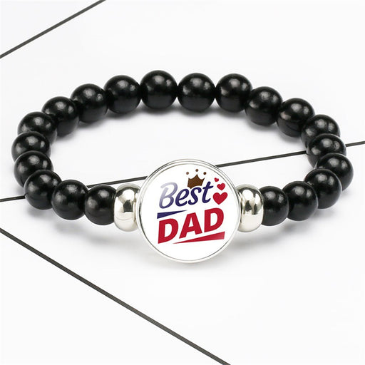 Jewelry WholesaleWholesale best super dad pattern black bead bracelet JDC-BT-NH016 Bracelet 柠和 %variant_option1% %variant_option2% %variant_option3%  Factory Price JoyasDeChina Joyas De China