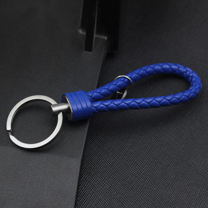 Wholesale Alloy Tungsten Steel Leather Rope Braided Lanyard Keychain JDC-KC-JFang006