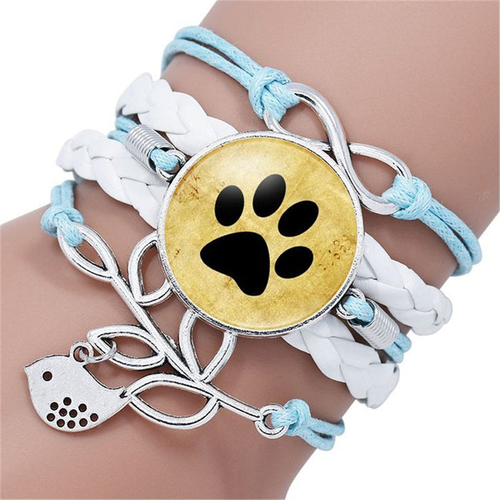 Jewelry WholesaleWholesale Cat and Dog Footprints Time Gemstone Multilayer Braided Bracelet JDC-BT-NH013 Bracelet 柠和 %variant_option1% %variant_option2% %variant_option3%  Factory Price JoyasDeChina Joyas De China