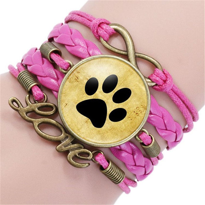 Jewelry WholesaleWholesale Cat and Dog Footprints Time Gemstone Multilayer Braided Bracelet JDC-BT-NH013 Bracelet 柠和 %variant_option1% %variant_option2% %variant_option3%  Factory Price JoyasDeChina Joyas De China