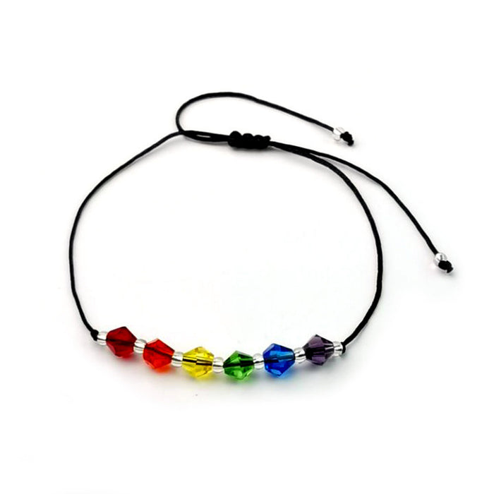 Jewelry WholesaleWholesale Rainbow Six Colors Crystal Beaded Homosexual Rice Bead Anklet MOQ≥2 JDC-AS-HaoL001 Anklets 豪灵 %variant_option1% %variant_option2% %variant_option3%  Factory Price JoyasDeChina Joyas De China