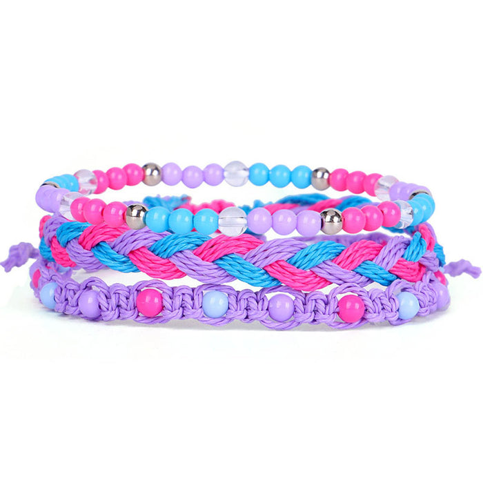 Wholesale Bracelet 3 Piece Set Hand Braided Wax Thread Bracelet Colorful Beads MOQ≥3 JDC-BT-QiuX009