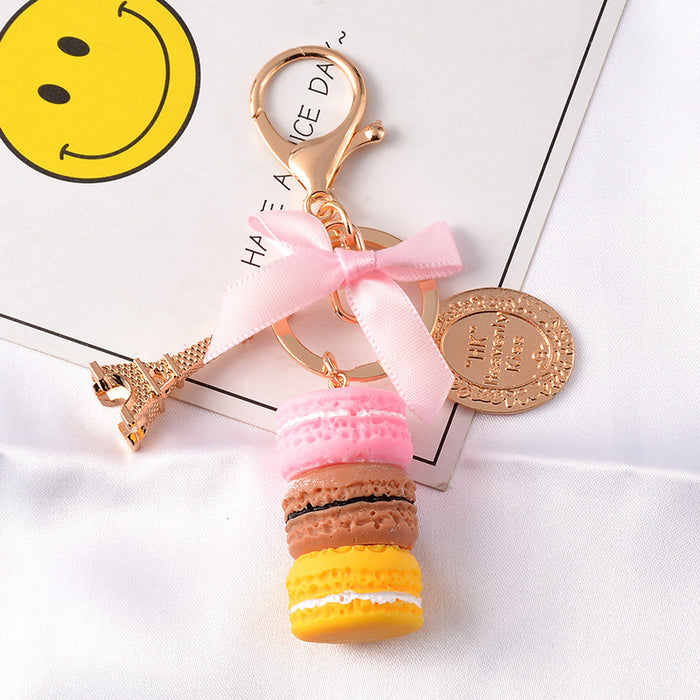 Jewelry WholesaleWholesale Cake Macaron Resin Metal Keychain JDC-KC-FeiRun042 Keychains 飞润 %variant_option1% %variant_option2% %variant_option3%  Factory Price JoyasDeChina Joyas De China