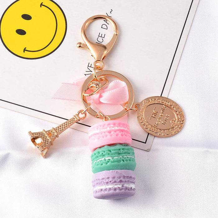 Jewelry WholesaleWholesale Cake Macaron Resin Metal Keychain JDC-KC-FeiRun042 Keychains 飞润 %variant_option1% %variant_option2% %variant_option3%  Factory Price JoyasDeChina Joyas De China