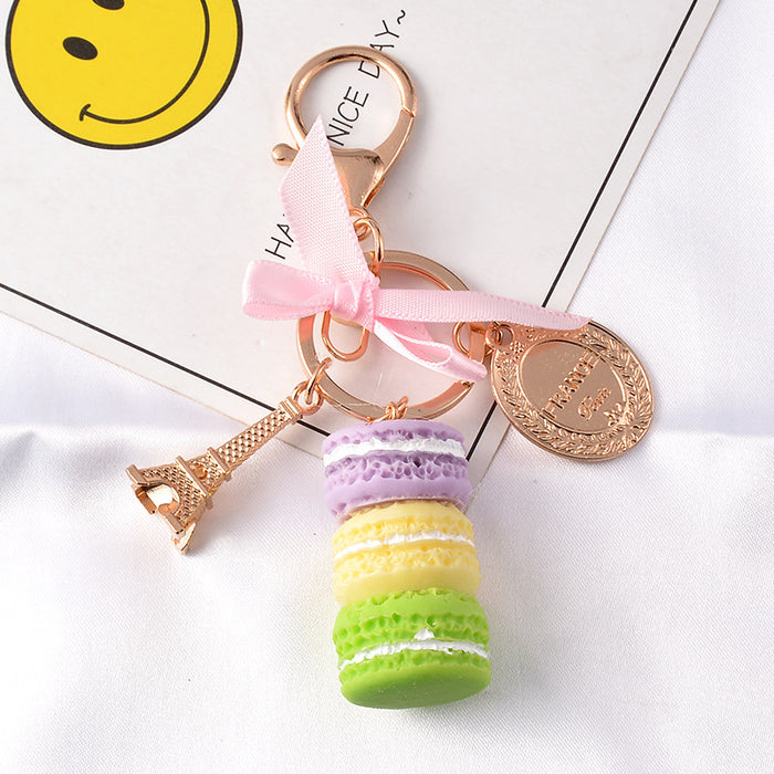 Jewelry WholesaleWholesale Cake Macaron Resin Metal Keychain JDC-KC-FeiRun042 Keychains 飞润 %variant_option1% %variant_option2% %variant_option3%  Factory Price JoyasDeChina Joyas De China