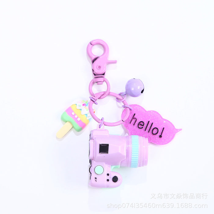 Wholesale creative camera paint keychain will light and ring MOQ≥3 JDC-KC-WYan002