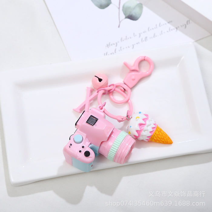 Wholesale creative camera paint keychain will light and ring MOQ≥3 JDC-KC-WYan002