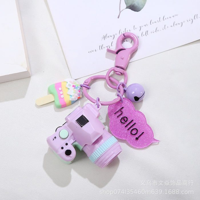 Wholesale creative camera paint keychain will light and ring MOQ≥3 JDC-KC-WYan002