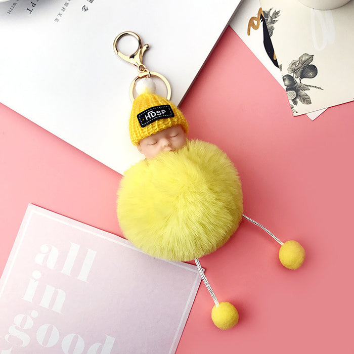 Wholesale Sleeping Doll Hair Ball Pendant Keychain JDC-KC-JFang007