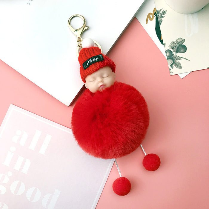 Wholesale Sleeping Doll Hair Ball Pendant Keychain JDC-KC-JFang007