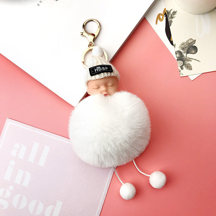 Wholesale Sleeping Doll Hair Ball Pendant Keychain JDC-KC-JFang007