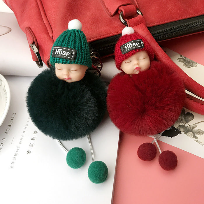 Wholesale Sleeping Doll Hair Ball Pendant Keychain JDC-KC-JFang007