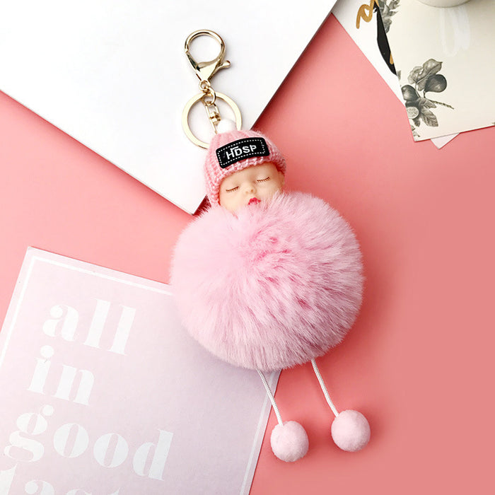 Wholesale Sleeping Doll Hair Ball Pendant Keychain JDC-KC-JFang007