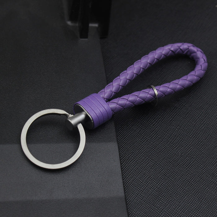 Wholesale Alloy Tungsten Steel Leather Rope Braided Lanyard Keychain JDC-KC-JFang006