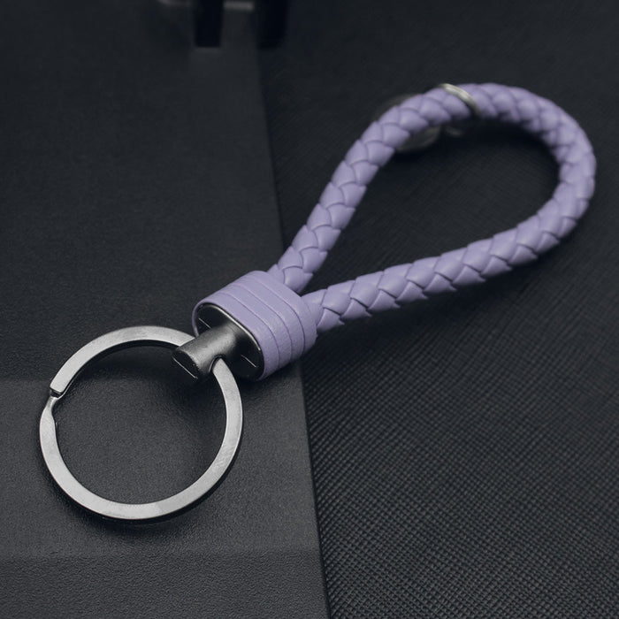 Wholesale Alloy Tungsten Steel Leather Rope Braided Lanyard Keychain JDC-KC-JFang006