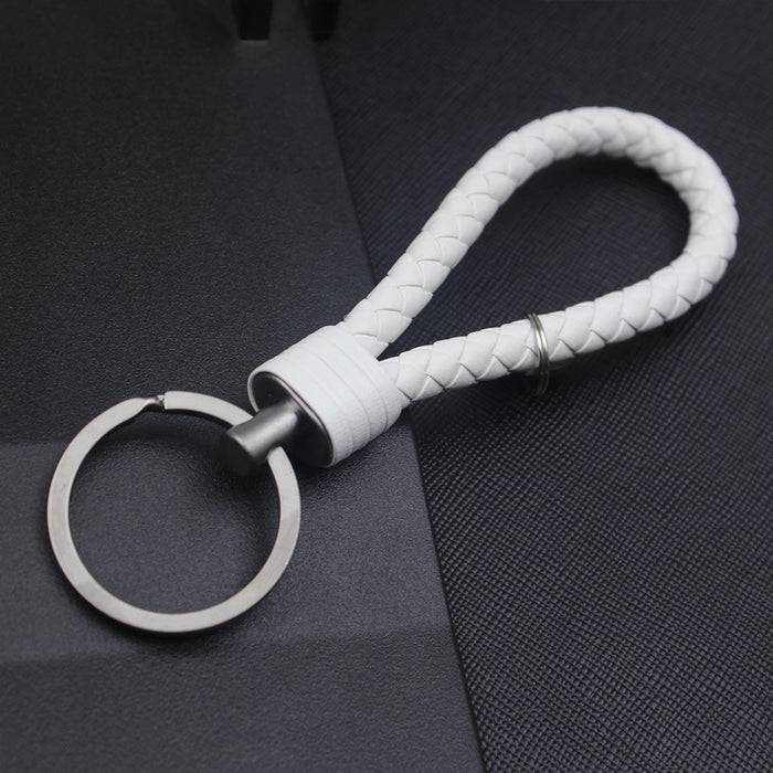 Wholesale Alloy Tungsten Steel Leather Rope Braided Lanyard Keychain JDC-KC-JFang006