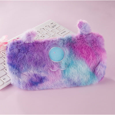 Wholesale Pencil Bag Plush Cute Little Monster Gradient Color Stationery Box MOQ≥2 JDC-PB-YUNKE011