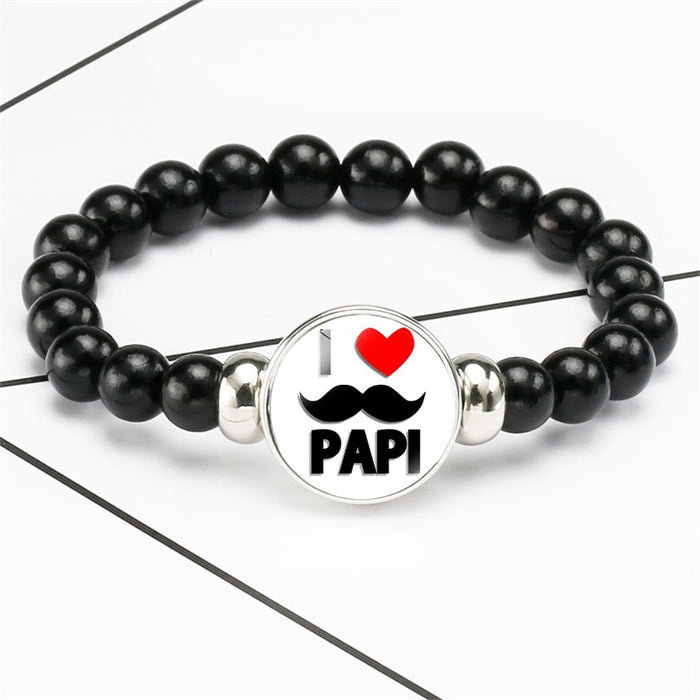 Jewelry WholesaleWholesale best super dad pattern black bead bracelet JDC-BT-NH016 Bracelet 柠和 %variant_option1% %variant_option2% %variant_option3%  Factory Price JoyasDeChina Joyas De China