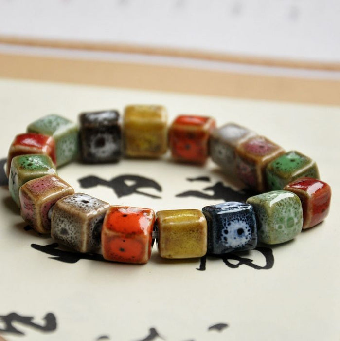 Wholesale Ceramic Jingdezhen Ceramic Bracelet Color Glaze Porcelain Bead Bracelet JDC-BT-YXH011