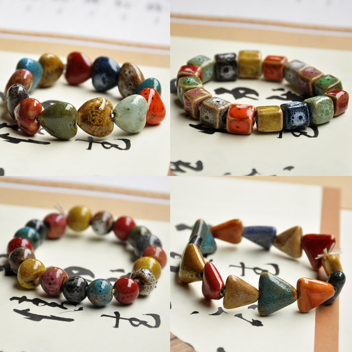 Wholesale Ceramic Jingdezhen Ceramic Bracelet Color Glaze Porcelain Bead Bracelet JDC-BT-YXH011