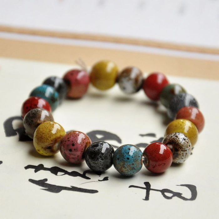 Wholesale Ceramic Jingdezhen Ceramic Bracelet Color Glaze Porcelain Bead Bracelet JDC-BT-YXH011