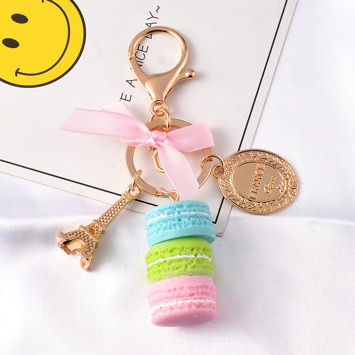 Jewelry WholesaleWholesale Cake Macaron Resin Metal Keychain JDC-KC-FeiRun042 Keychains 飞润 %variant_option1% %variant_option2% %variant_option3%  Factory Price JoyasDeChina Joyas De China