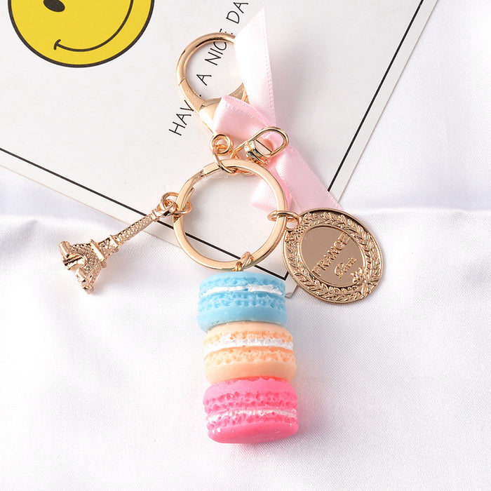 Jewelry WholesaleWholesale Cake Macaron Resin Metal Keychain JDC-KC-FeiRun042 Keychains 飞润 %variant_option1% %variant_option2% %variant_option3%  Factory Price JoyasDeChina Joyas De China