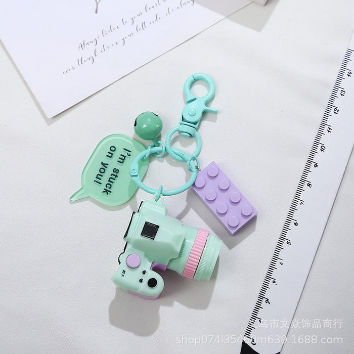 Wholesale creative camera paint keychain will light and ring MOQ≥3 JDC-KC-WYan002