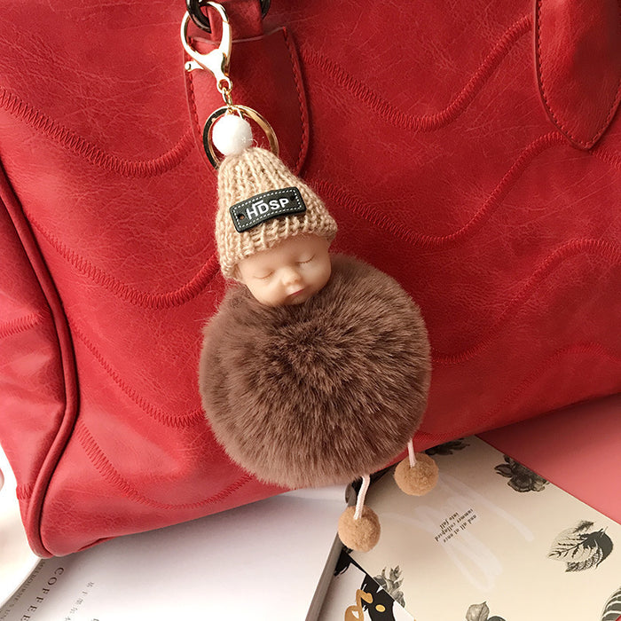 Wholesale Sleeping Doll Hair Ball Pendant Keychain JDC-KC-JFang007