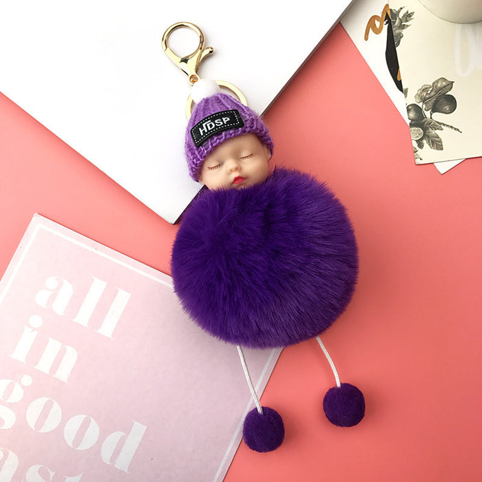 Wholesale Sleeping Doll Hair Ball Pendant Keychain JDC-KC-JFang007