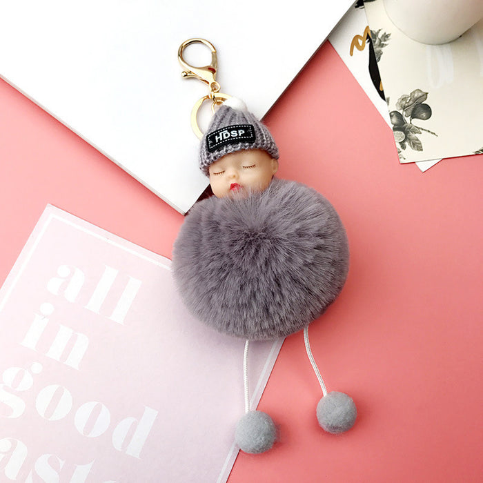 Wholesale Sleeping Doll Hair Ball Pendant Keychain JDC-KC-JFang007