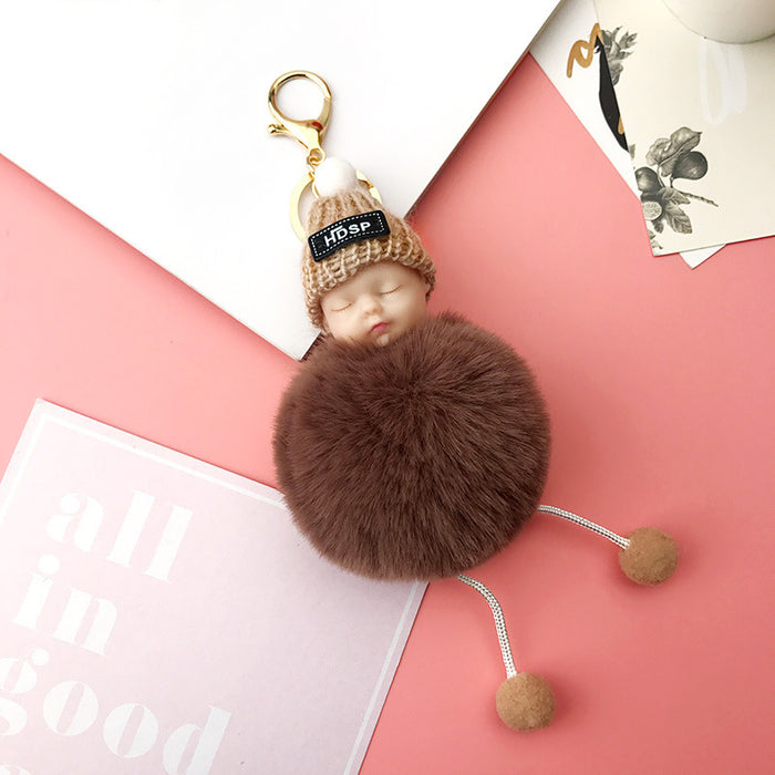 Wholesale Sleeping Doll Hair Ball Pendant Keychain JDC-KC-JFang007