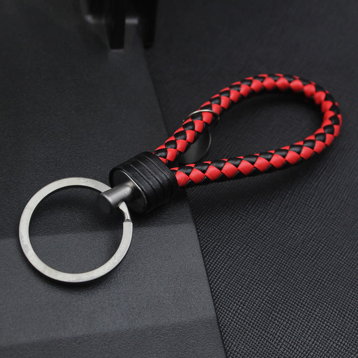 Wholesale Alloy Tungsten Steel Leather Rope Braided Lanyard Keychain JDC-KC-JFang006