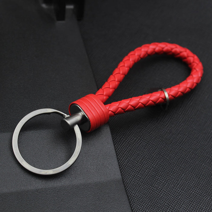 Wholesale Alloy Tungsten Steel Leather Rope Braided Lanyard Keychain JDC-KC-JFang006