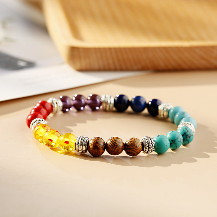 Wholesale colorful volcanic stone agate beaded beads personality temperament bracelet JDC-BT-DuoW009