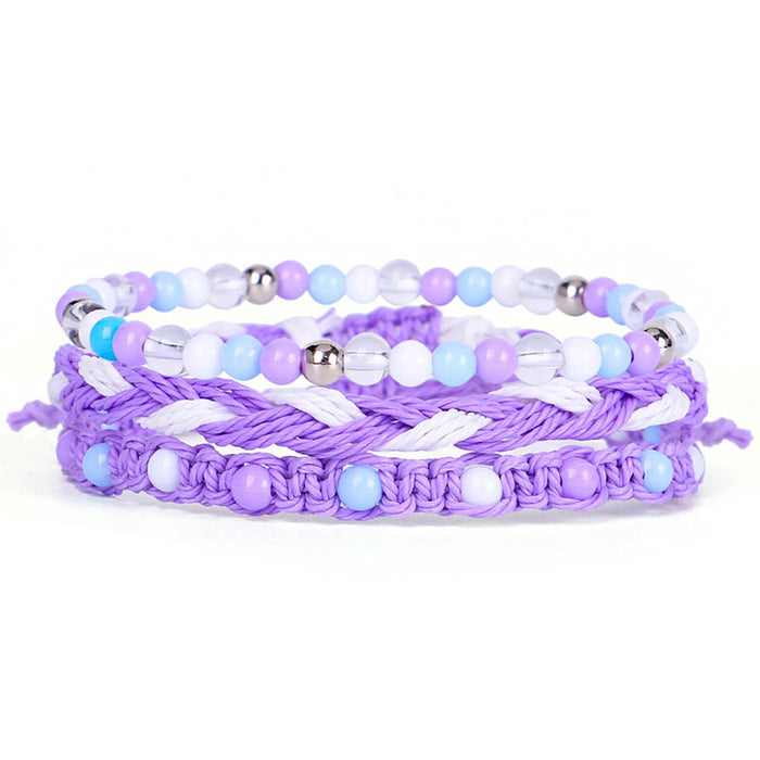 Wholesale Bracelet 3 Piece Set Hand Braided Wax Thread Bracelet Colorful Beads MOQ≥3 JDC-BT-QiuX009