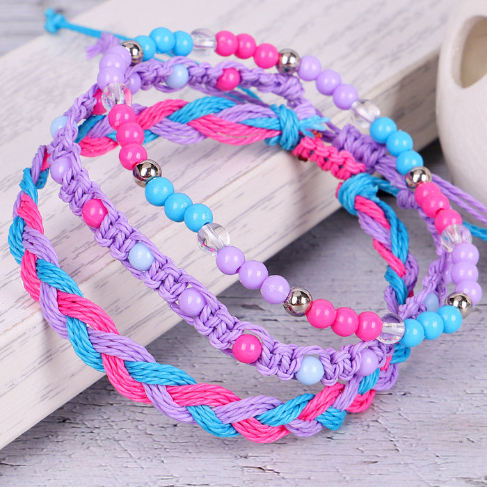 Wholesale Bracelet 3 Piece Set Hand Braided Wax Thread Bracelet Colorful Beads MOQ≥3 JDC-BT-QiuX009