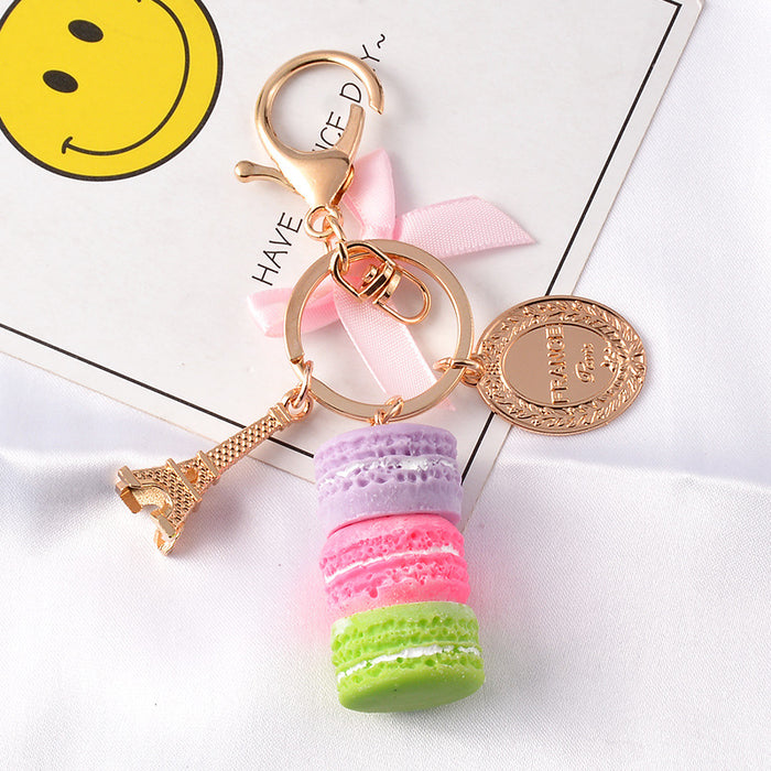 Jewelry WholesaleWholesale Cake Macaron Resin Metal Keychain JDC-KC-FeiRun042 Keychains 飞润 %variant_option1% %variant_option2% %variant_option3%  Factory Price JoyasDeChina Joyas De China