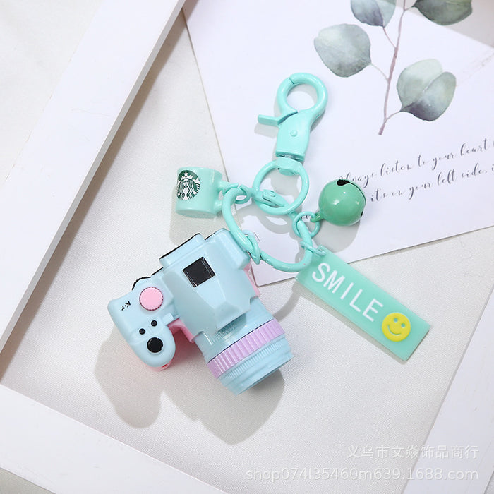 Wholesale creative camera paint keychain will light and ring MOQ≥3 JDC-KC-WYan002