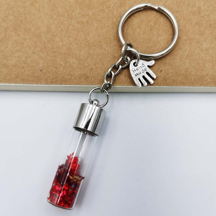 Jewelry WholesaleWholesale dried flower glass bottle pendant keychain MOQ≥2 JDC-KC-QiShi015 Keychains 奇释 %variant_option1% %variant_option2% %variant_option3%  Factory Price JoyasDeChina Joyas De China