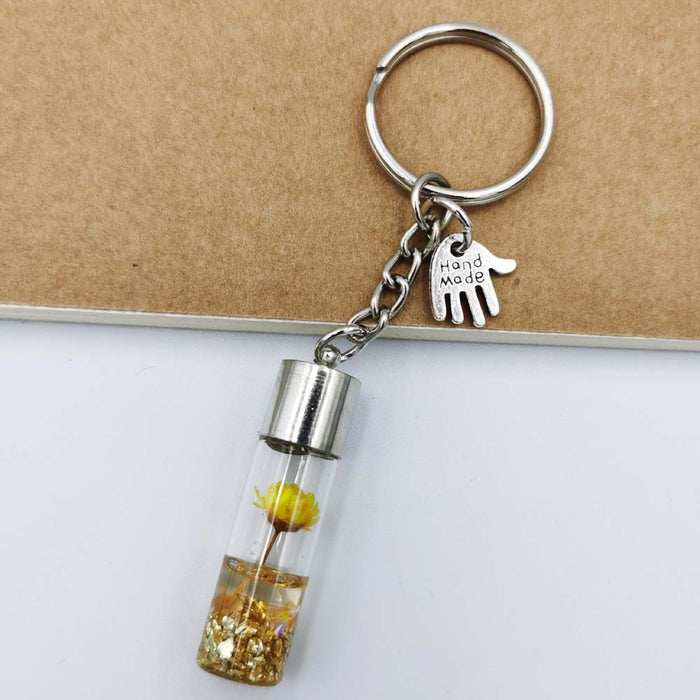 Jewelry WholesaleWholesale dried flower glass bottle pendant keychain MOQ≥2 JDC-KC-QiShi015 Keychains 奇释 %variant_option1% %variant_option2% %variant_option3%  Factory Price JoyasDeChina Joyas De China