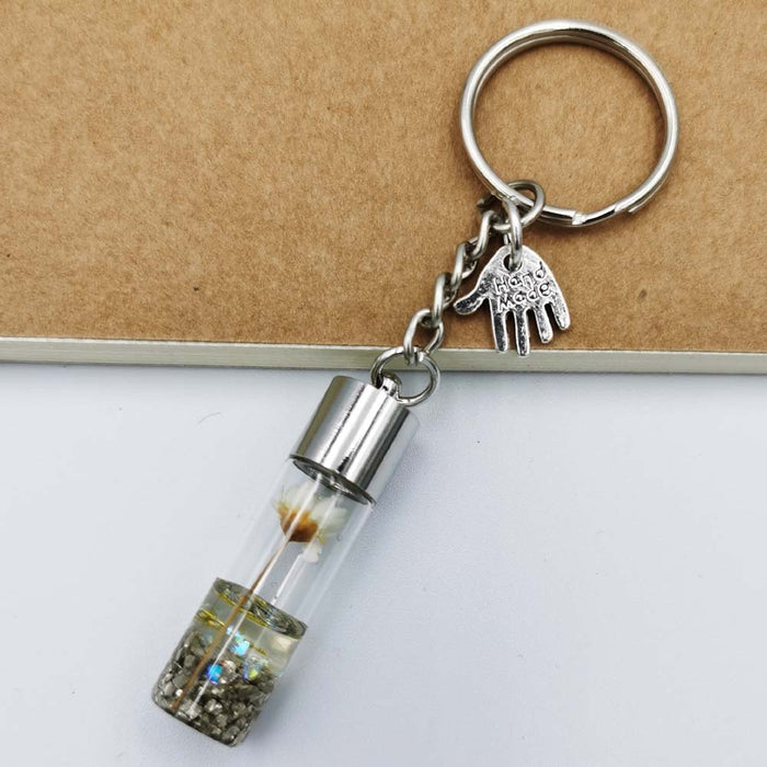 Jewelry WholesaleWholesale dried flower glass bottle pendant keychain MOQ≥2 JDC-KC-QiShi015 Keychains 奇释 %variant_option1% %variant_option2% %variant_option3%  Factory Price JoyasDeChina Joyas De China