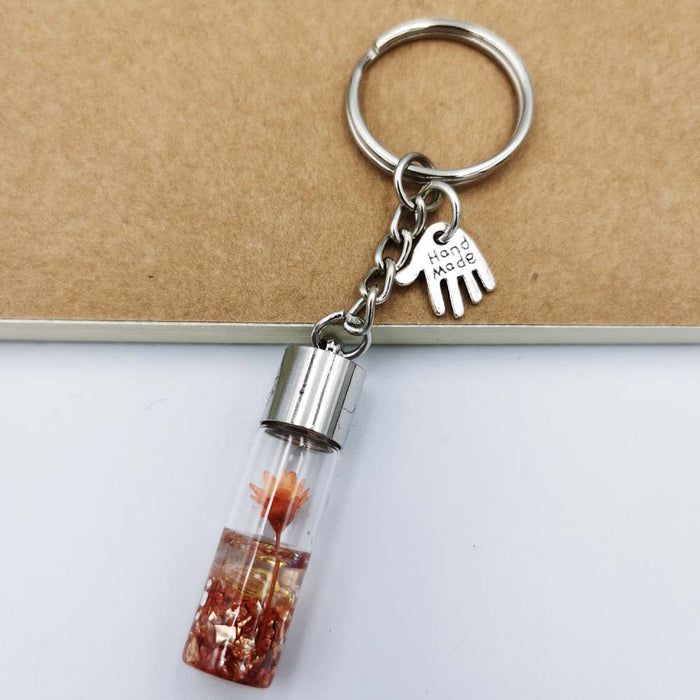 Jewelry WholesaleWholesale dried flower glass bottle pendant keychain MOQ≥2 JDC-KC-QiShi015 Keychains 奇释 %variant_option1% %variant_option2% %variant_option3%  Factory Price JoyasDeChina Joyas De China