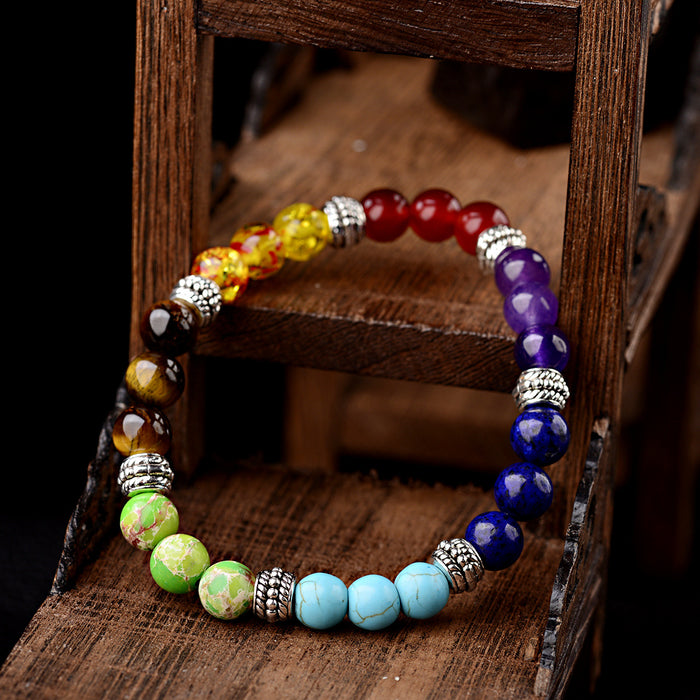 Wholesale colorful volcanic stone agate beaded beads personality temperament bracelet JDC-BT-DuoW009