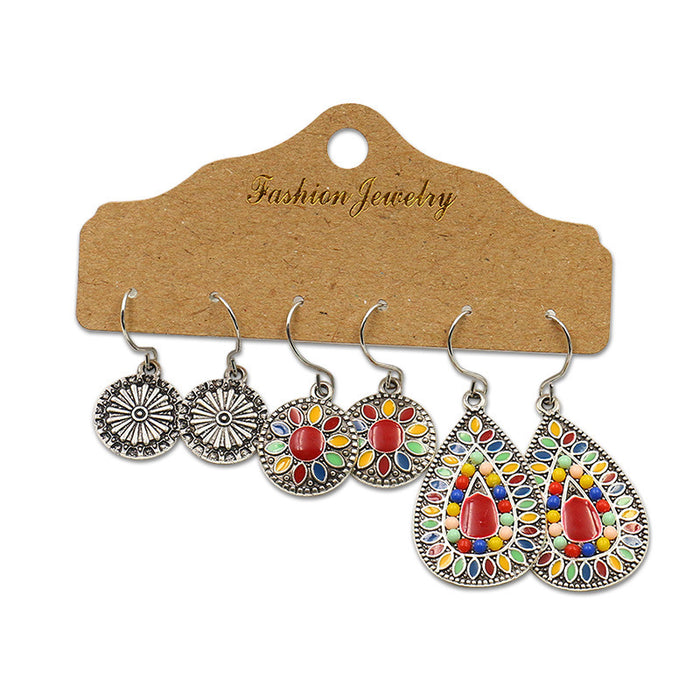 Wholesale Combination Earring Set Boho Flower Hoop Earrings JDC-ES-HH016