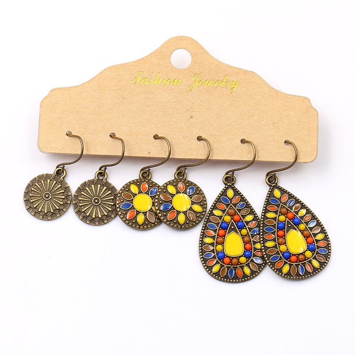 Wholesale Combination Earring Set Boho Flower Hoop Earrings JDC-ES-HH016