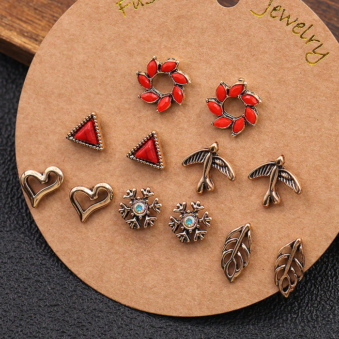 Wholesale Earrings Alloy 6 Pairs Vintage Small Stud Earrings JDC-ES-Yuhong023