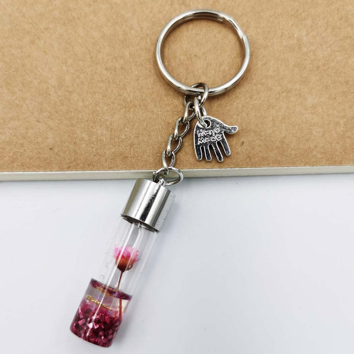 Jewelry WholesaleWholesale dried flower glass bottle pendant keychain MOQ≥2 JDC-KC-QiShi015 Keychains 奇释 %variant_option1% %variant_option2% %variant_option3%  Factory Price JoyasDeChina Joyas De China