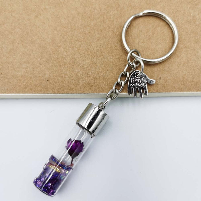 Jewelry WholesaleWholesale dried flower glass bottle pendant keychain MOQ≥2 JDC-KC-QiShi015 Keychains 奇释 %variant_option1% %variant_option2% %variant_option3%  Factory Price JoyasDeChina Joyas De China